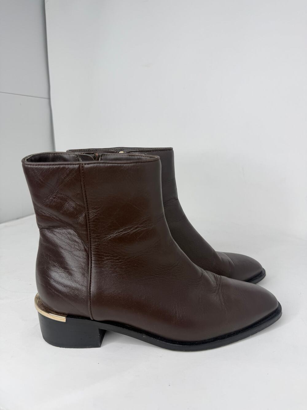 Aquatalia Fin Brown Leather Ankle Boots Sz.7